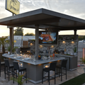 KoKoMo Bermuda Kitchen BBQ Island with Built-In TV, Fire Pit & Bar for Ultimate Outdoor Entertaining