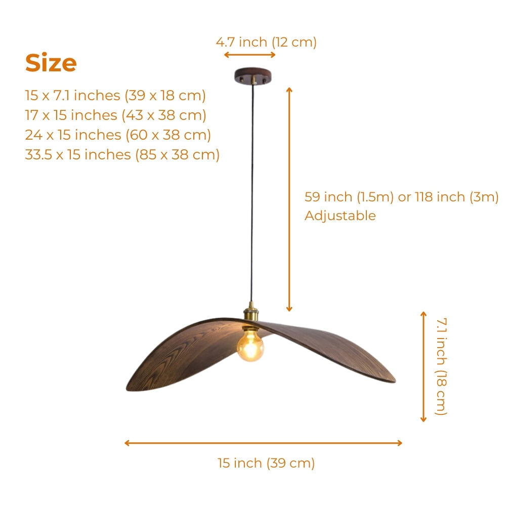 Kite Wabi Sabi Wood Pendant Light