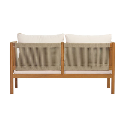 4-Piece Outdoor Sofa Set with Acacia Wood Frame in Teak Look