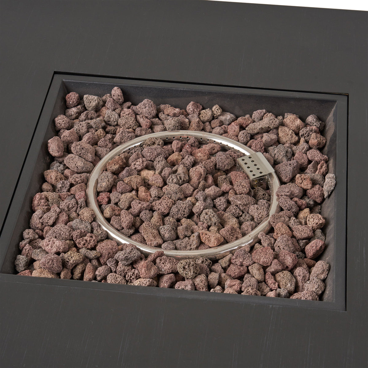 39'' Square Iron Fire Pit with 50,000 BTU Heating - Dark Gray