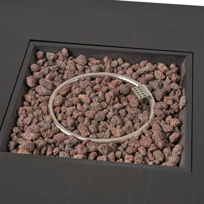 39'' Square Iron Fire Pit with 50,000 BTU Heating - Dark Gray
