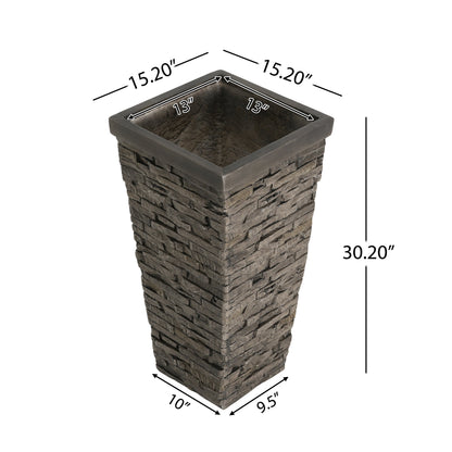 Tall Stone-Effect Square Planter