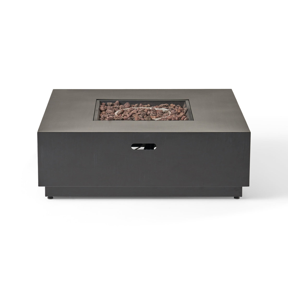 39'' Square Iron Fire Pit with 50,000 BTU Heating - Dark Gray