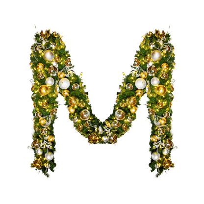 9'x14" Pre-Decorated Garland with Warm White Lights Gold/Silver