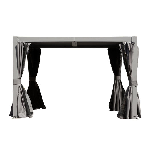 10x10 FT Outdoor Louvered Pergola with Adjustable Louvers - Modern Gray