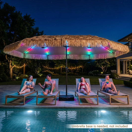 Double-Sided Patio Umbrella 15x9 ft with Solar LED Lights