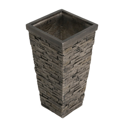 Tall Stone-Effect Square Planter