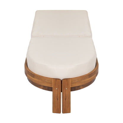 Patio Acacia Wood Chaise Lounge Chairs with Adjustable Backrest - Set of 2