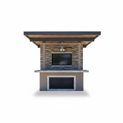 KoKoMo Baja Outdoor Kitchen with 12x12 Patio Cover – Complete Modular BBQ Island with Grill, Fridge & Bar Seating