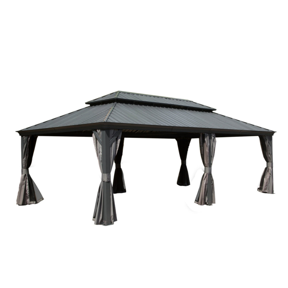 14x24FT Hardtop Gazebo with Galvanized Steel Double Roof