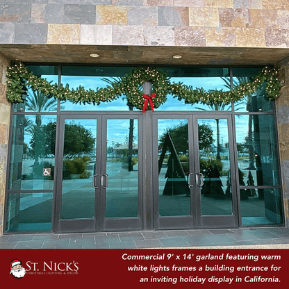 Green Garland with Warm White Lights |  99'X 8"