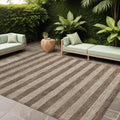 10' X 14' Coffee Striped Washable Non Skid Indoor Outdoor Area Rug