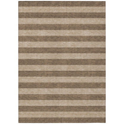 10' X 14' Coffee Striped Washable Non Skid Indoor Outdoor Area Rug