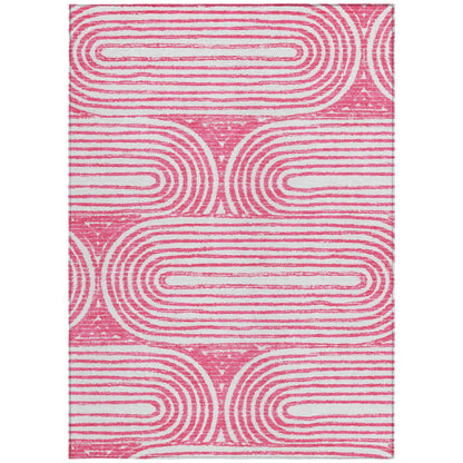9' X 12' Blush Abstract Washable Non Skid Indoor Outdoor Area Rug
