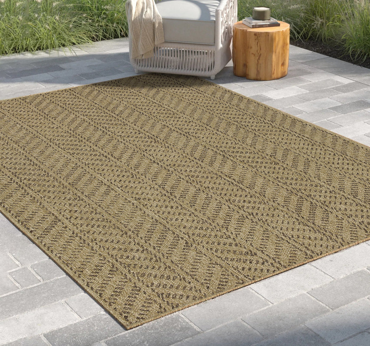 Jute/Mocha Indoor/Outdoor Area Rug with Flatweave Construction - 7'10" x 10'3"