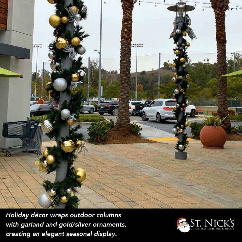 9'x14" Pre-Decorated Garland with Warm White Lights Gold/Silver