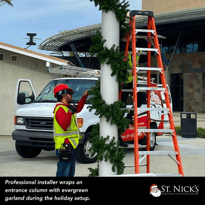 Green Garland with Warm White Lights |  99'X 8"