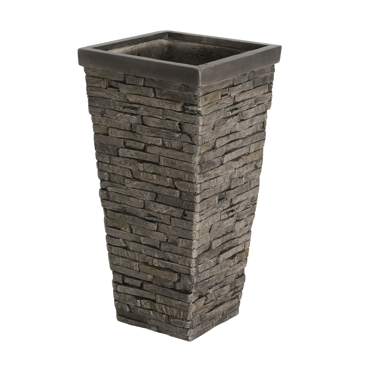 Tall Stone-Effect Square Planter