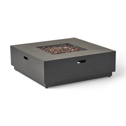 39'' Square Iron Fire Pit with 50,000 BTU Heating - Dark Gray
