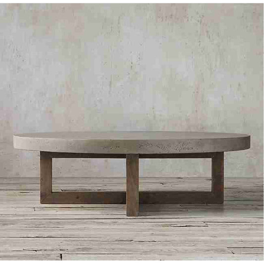 Round Concrete Coffee Table - Industrial Handcrafted Lightweight GFRC 27.5 x 16 inches