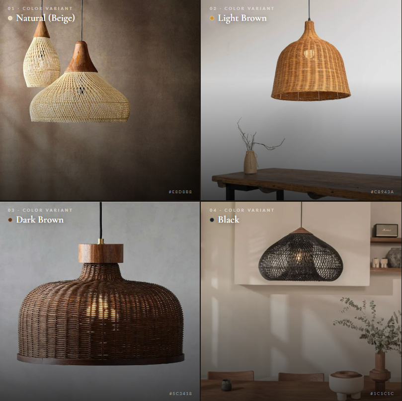 Handcrafted Wavy Leaf Rattan Pendant Light | Organic Petal Hanging Lamp