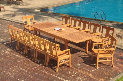 122" Caranas Dining Table with Osborne Arm Chairs teak outdoor furniture photo