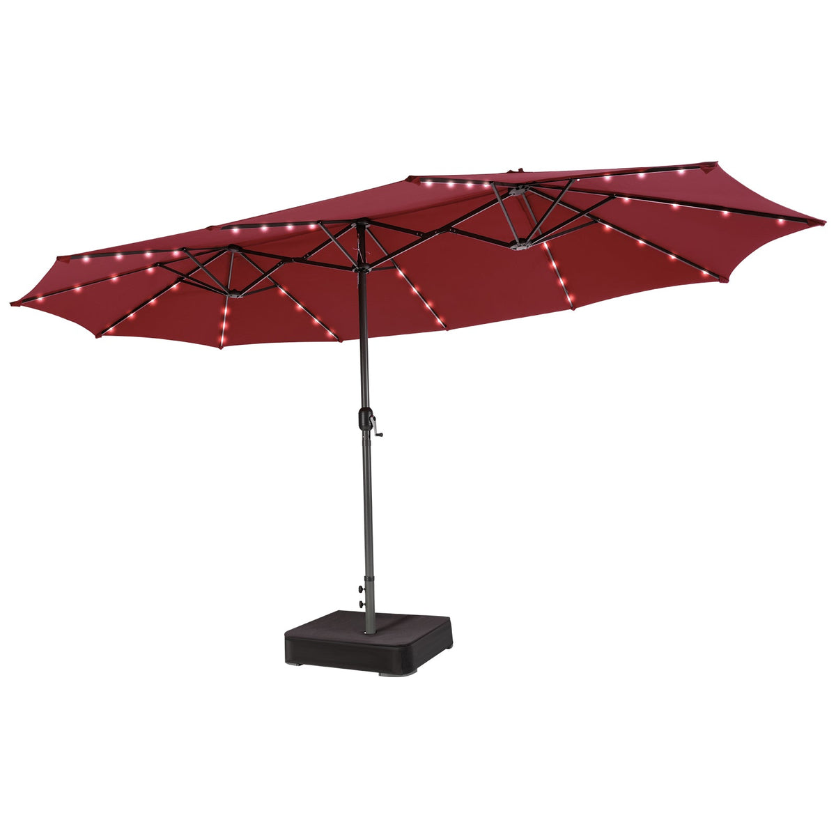 15 Feet Double-Sided Patio Umbrella with 48 LED Lights