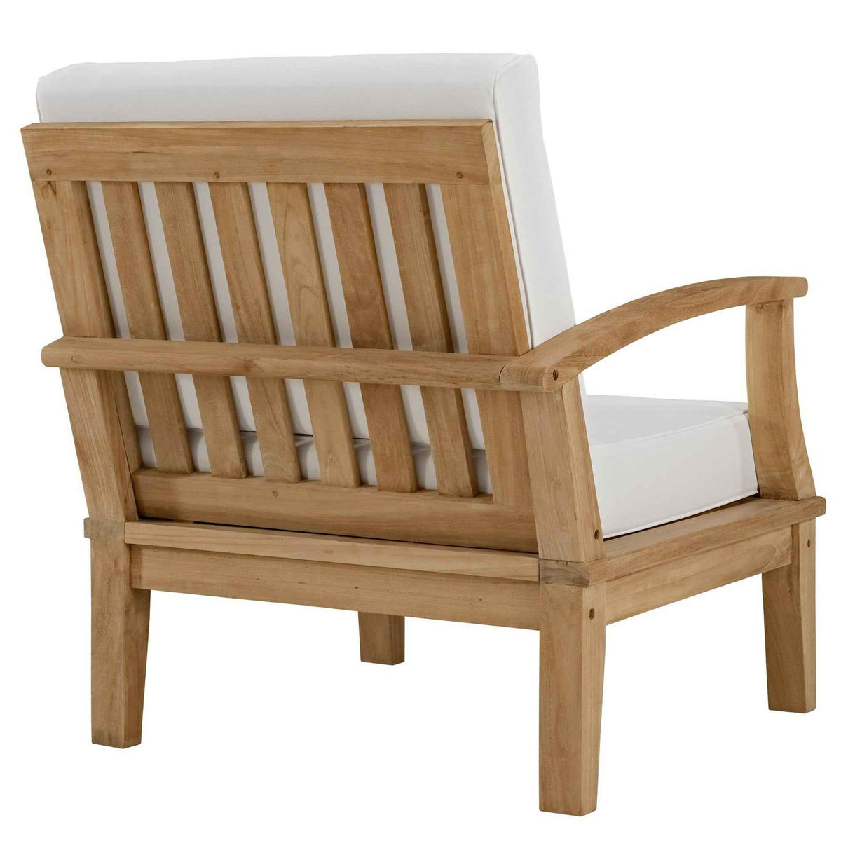 Modway Marina Outdoor Teak Patio Set with White Cushions – 10-Piece Collection by Patio Elegance