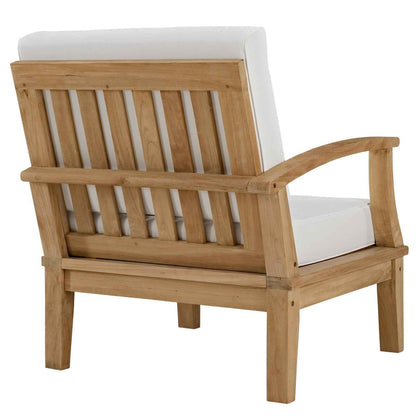 Modway Marina Outdoor Teak Patio Set with White Cushions – 10-Piece Collection by Patio Elegance