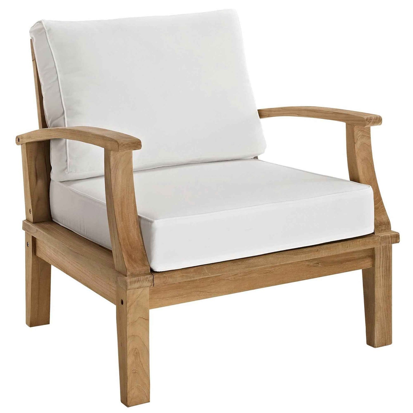 Modway Marina Outdoor Teak Patio Set with White Cushions – 10-Piece Collection by Patio Elegance