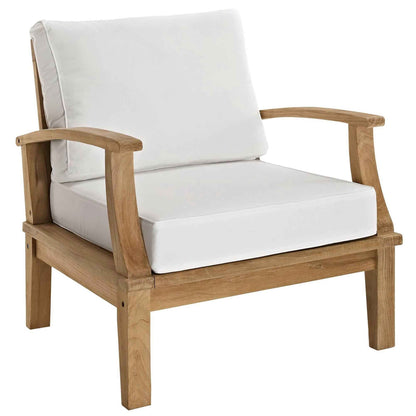 Modway Marina Outdoor Teak Patio Set with White Cushions – 10-Piece Collection by Patio Elegance