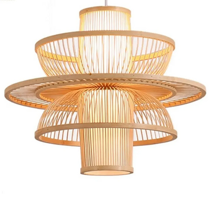 Modern Symmetry Bamboo Pendant Light - Artistic Layered Hanging Lamp