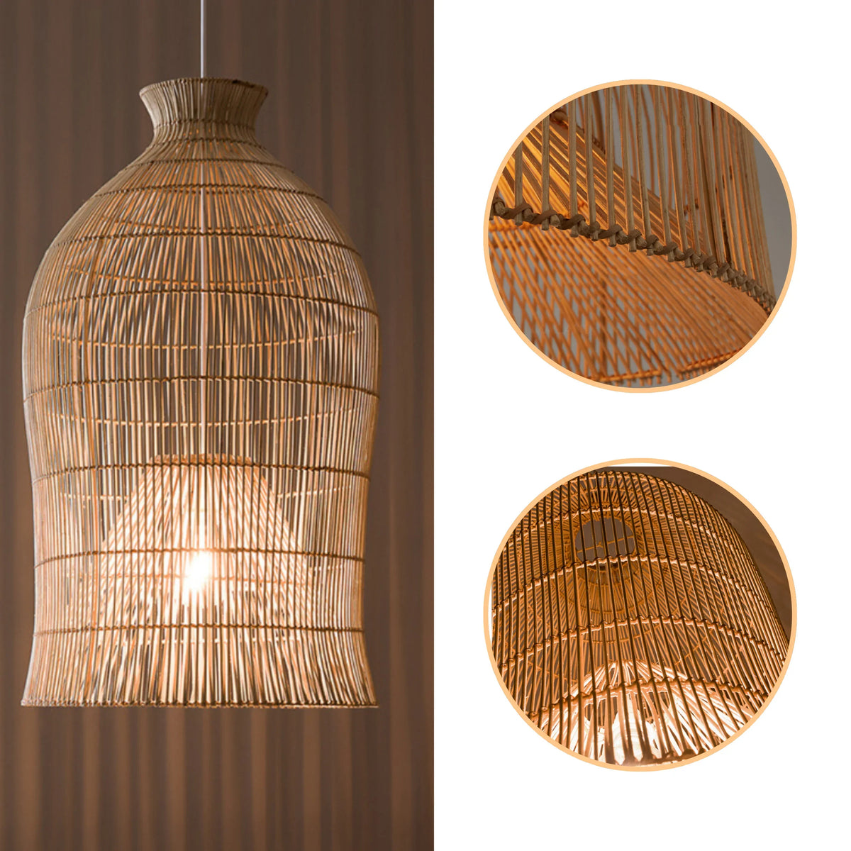 Bird cage Rattan Pendant Light - Modern Boho Hanging Lamp