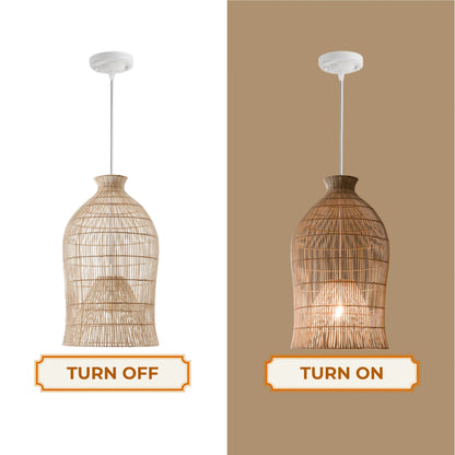 Bird cage Rattan Pendant Light - Modern Boho Hanging Lamp