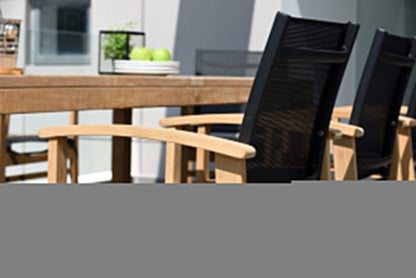 Rinjani Rectangular Teak Table and Fortuna Armchair Dining Set