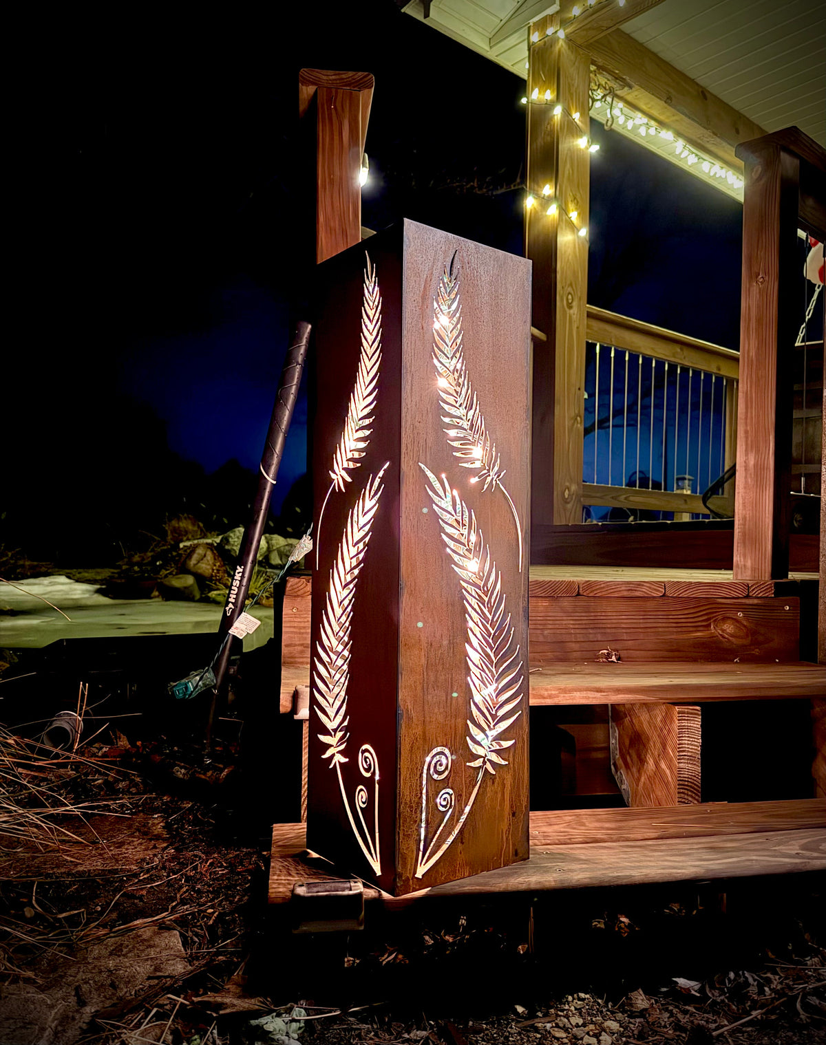 Rustic Metal Fern Luminary | Garden Column