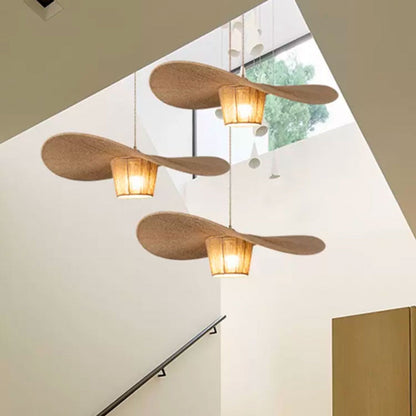 Rustic Hat-Style Pendant Light | Wabi-Sabi Natural Decor