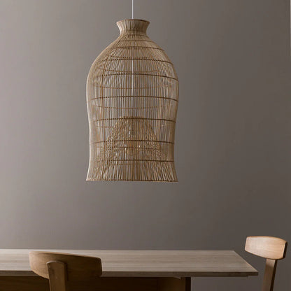 Bird cage Rattan Pendant Light - Modern Boho Hanging Lamp
