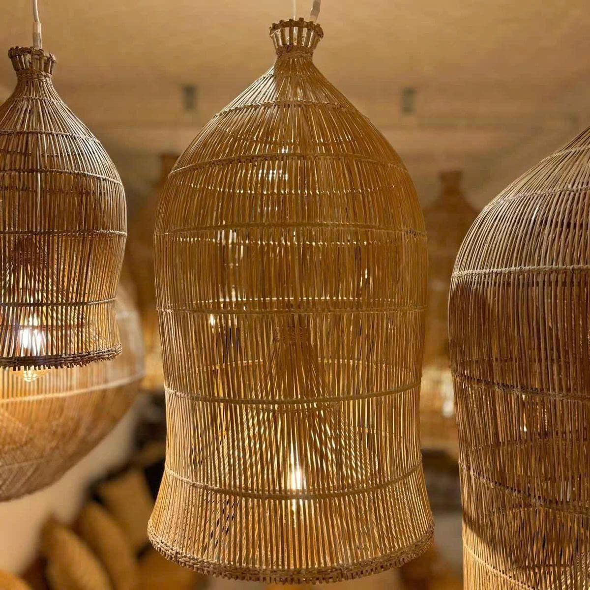 Bird cage Rattan Pendant Light - Modern Boho Hanging Lamp