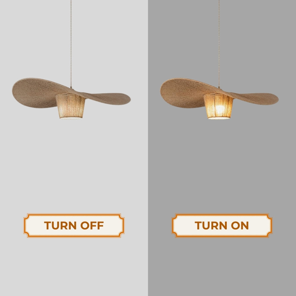 Rustic Hat-Style Pendant Light | Wabi-Sabi Natural Decor