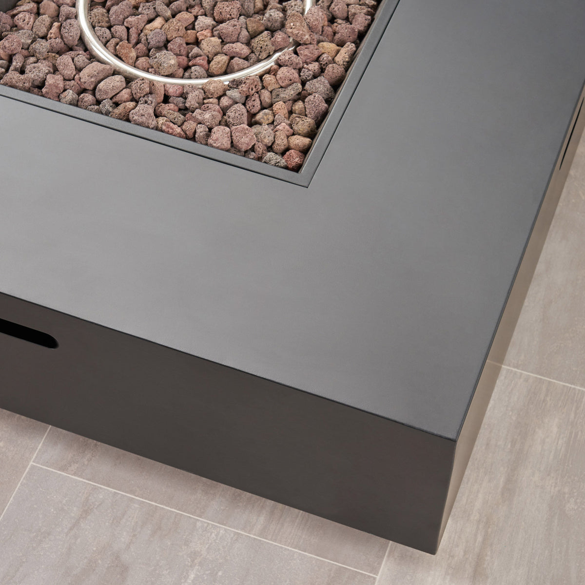 39'' Square Iron Fire Pit with 50,000 BTU Heating - Dark Gray