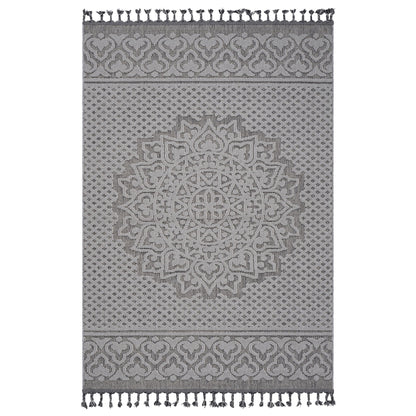 Guros Medallion Indoor / Outdoor Area Rug with Stain Resistance - Dark Gray or White