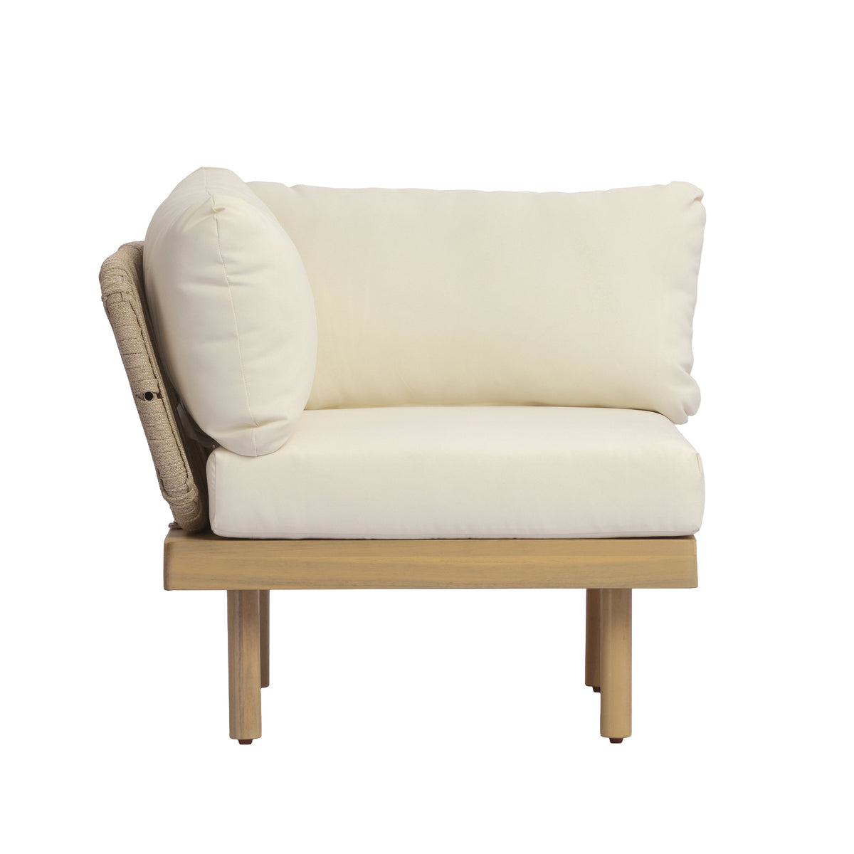 7-Piece Acacia Wood Outdoor Sectional Sofa Set with Rope Back