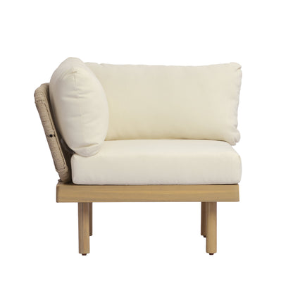 7-Piece Acacia Wood Outdoor Sectional Sofa Set with Rope Back