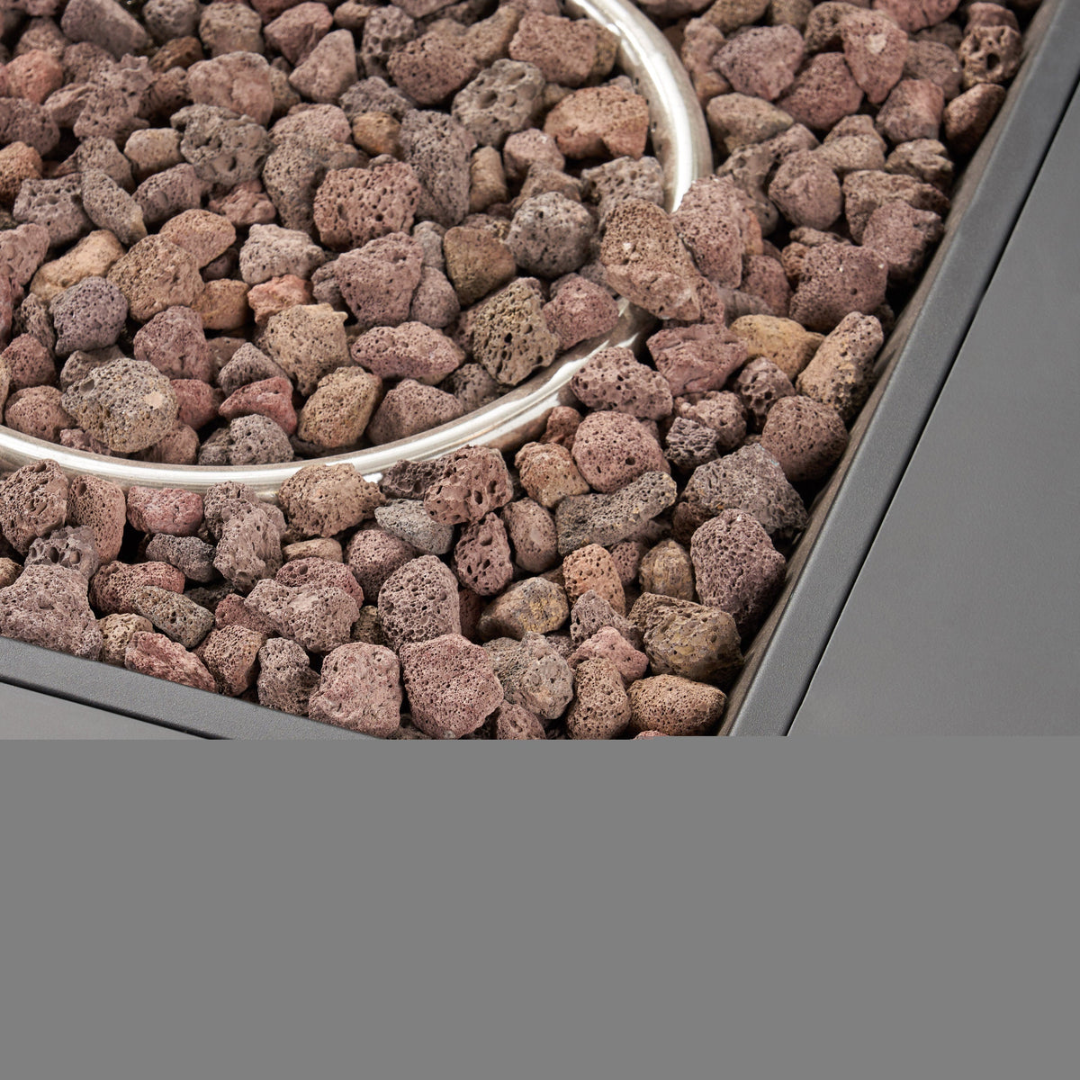 39'' Square Iron Fire Pit with 50,000 BTU Heating - Dark Gray
