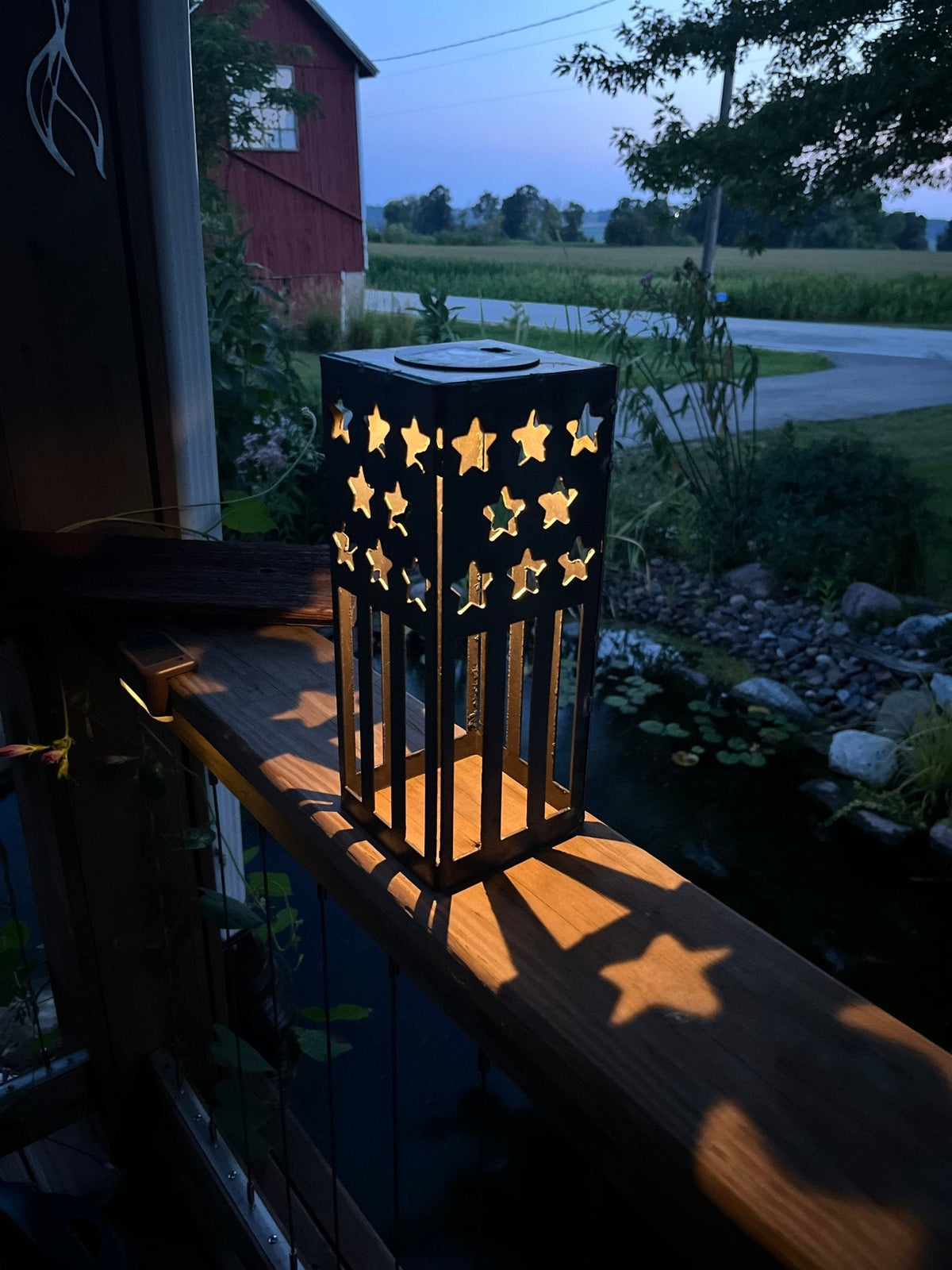 Patriotic USA Flag Steel Solar Luminary Lantern | 10.5 in.