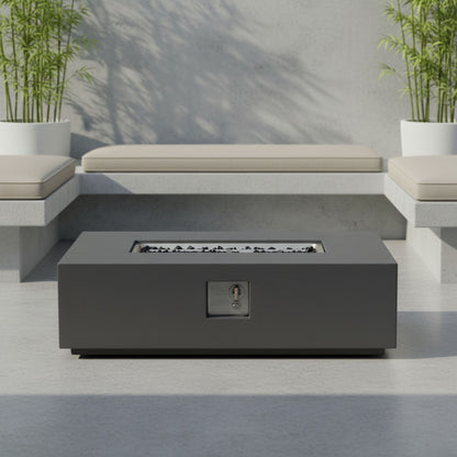 Rectangular Fire Pit Table with 50,000 BTU Heat Output - Light Gray