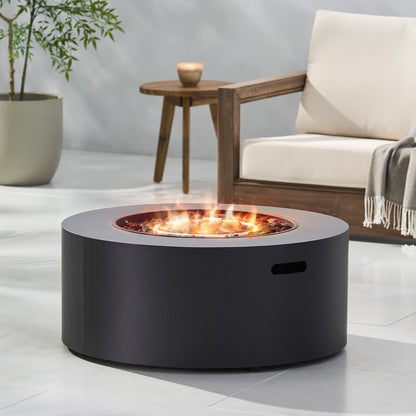 32" Patio 40,000 BTU Round Iron Propane Fire Pit, Dark