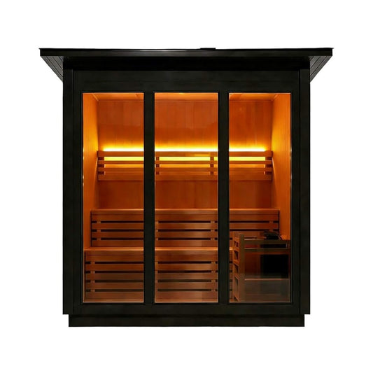 Custom 6-Person Luxury Canadian Hemlock Outdoor Steam Sauna With Heater And Stones [Made-To-Order] (SAK63821)