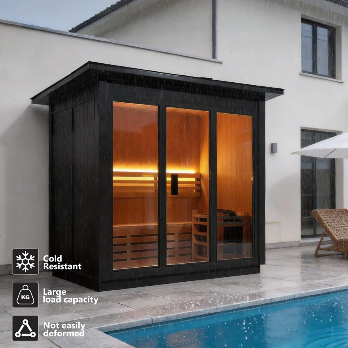 Custom 4-Person Luxury Spruce Outdoor Steam Sauna With Heater And Stones [Made-To-Order] (SAK87912)